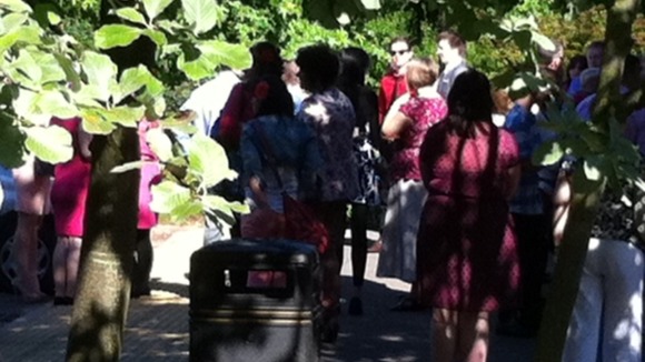Mourners at Charlotte Blackman's funeral
