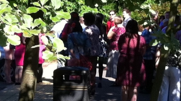 Mourners at Charlotte Blackman's funeral