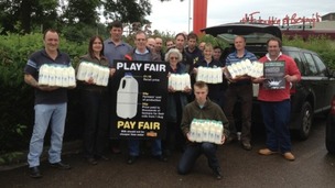 Dairy farmers protesting outside supermarkets