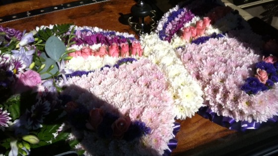 Flowers in the shape of a butterfly for Charlotte Blackman