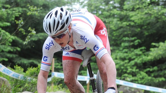 Annie Last competes in the mountain bike cross-country event today.
