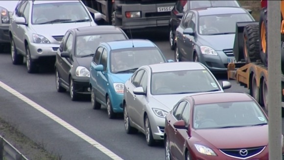 Traffic jam on the A14