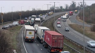 Traffic jam on the A14
