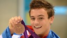 Great Britain's Tom Daley as he celebrates his bronze medal in the men's 10m platform final.