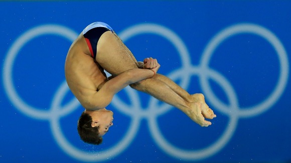 Daley dives during the men's 10m platform final.