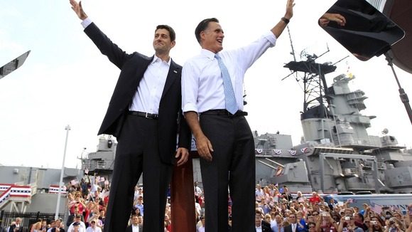 Republican Presidential candidate Mitt Romney (right) and US congressman Paul Ryan (left).