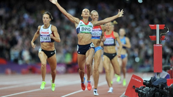 Jessica Ennis wins gold in the Heptathlon
