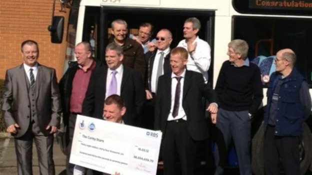 The Corby bus drivers and their £38 million lotto cheque.