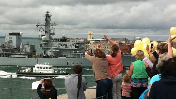 HMS Westminster and balloons.