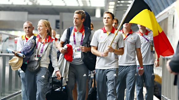The Belgium team leave London