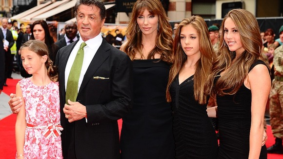 Sylvester Stallone with wife Jennifer Flavin and daughters Sophia Rose, Sistine Rose and Scarlet Rose