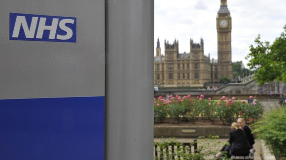 NHS with House of Commons in the background