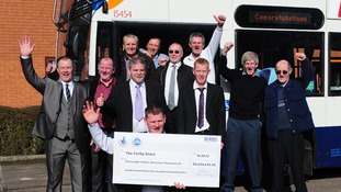 'Congratulations' reads the buses display sign