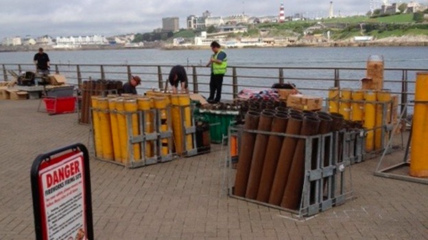 Firework preparations in Plymouth