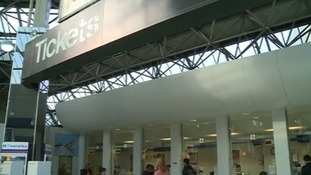 Railway station ticket sign
