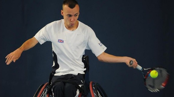 Andrew Lapthorne in action during a training session at the National Tennis Centre, Roehampton.