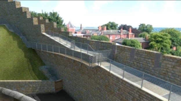 A ramp helps those with mobility problems to access the walls