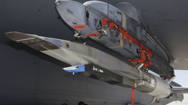 An X-51A WaveRider hypersonic flight test vehicle.