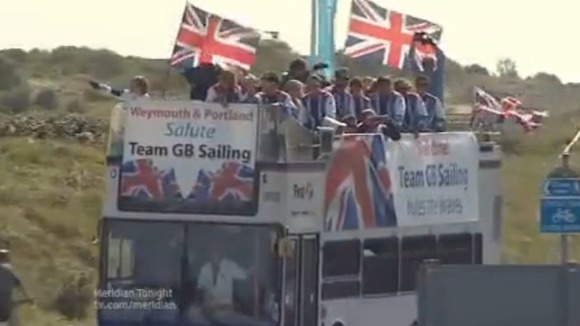 Team GB sailors on open-top bus tour