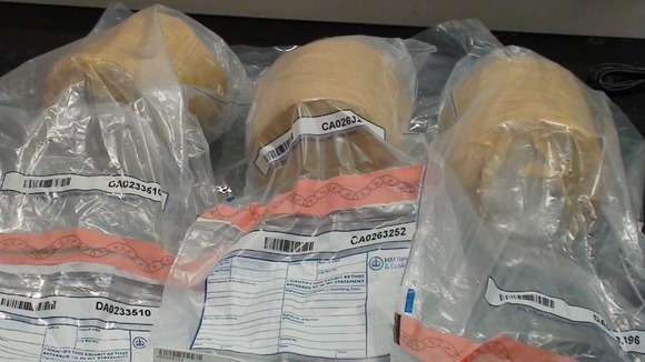 Drugs in police evidence bags.