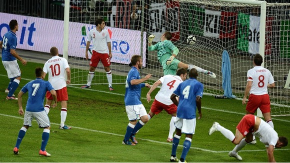 England in action against Italy on Wednesday night in Berne.