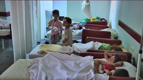 Injured children in Azaz.