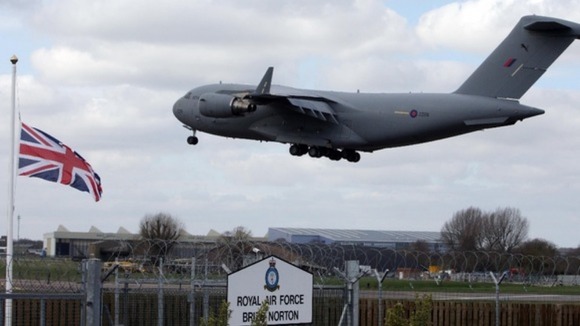Plane arriving at RAF Brize Norton