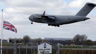Plane arriving at RAF Brize Norton