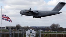 Plane arriving at RAF Brize Norton