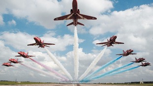 The Red Arrows, which are based at RAF Scampton