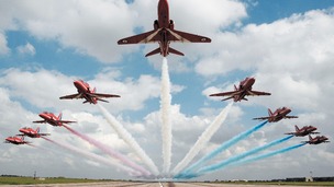 The Red Arrows, which are based at RAF Scampton