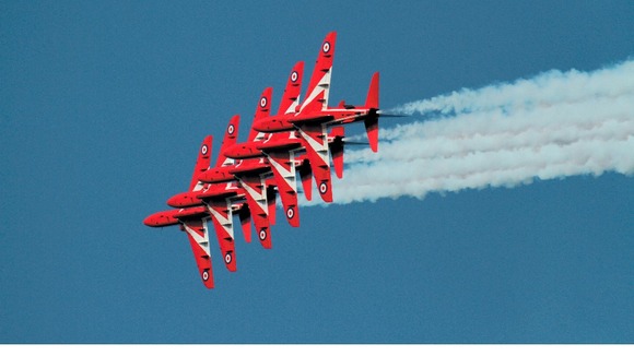 The Red Arrows in the sky