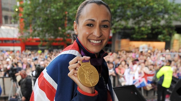 Jessica Ennis poses with her gold medal in Sheffield