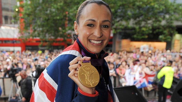 Jessica Ennis poses with her gold medal in Sheffield