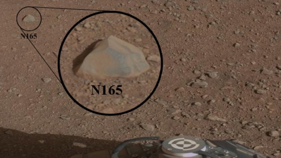 Image taken before the test shows the rock chosen as the first target by NASA