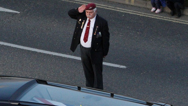 A retired solider salutes the dead soldiers