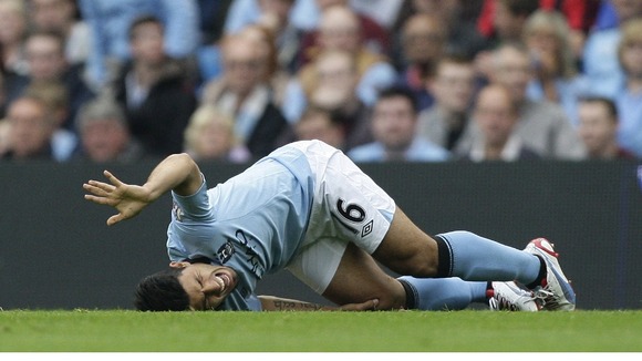 Manchester City striker Sergio Aguero was injured against Southampton.