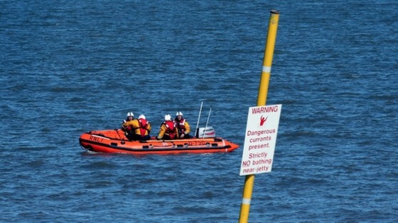 A RNLI crew at the scene in Burnham-on-Sea, Somerset