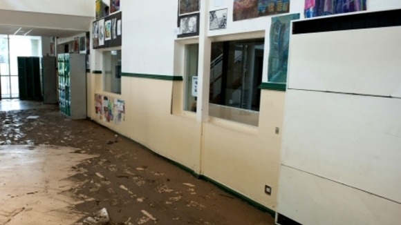 Flood damage in Joseph Swan Academy