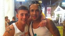 Corporal Jake Hartley on a holiday to Ibiza with friend Jermaine Davies
