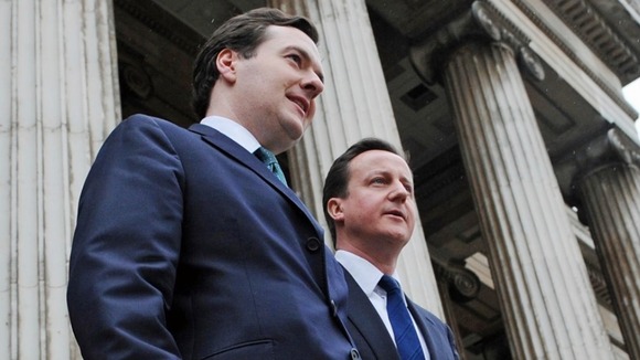 George Osborne and David Cameron campaigning on a pro-business pitch at the British Museum in 2010