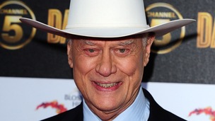 Larry Hagman arrives at the Dallas launch party
