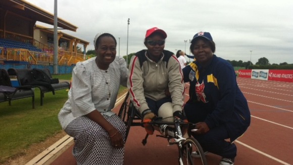 Dedeline in her new racing wheelchair