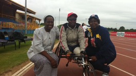 Dedeline in her new racing wheelchair
