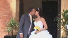 Newlyweds kissing