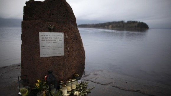 A memorial to those whose died on Utoya Island.