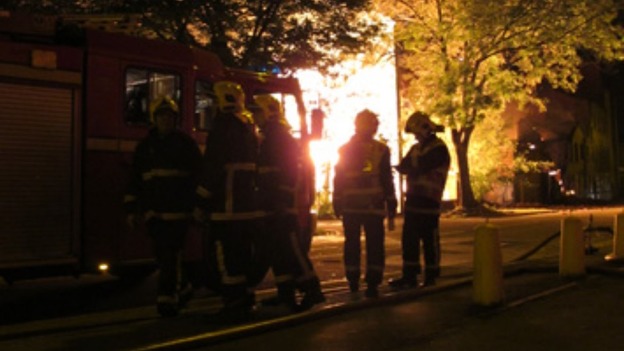 Firefighters were called to Bury Road in Radcliffe after a gas main ignited a fire.