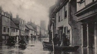 A postcard of the flooding in Norwich