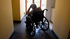 A woman in her wheel chair