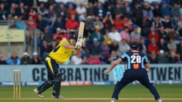 Hampshire's James Adams in action during the Friends Life T20 Final match